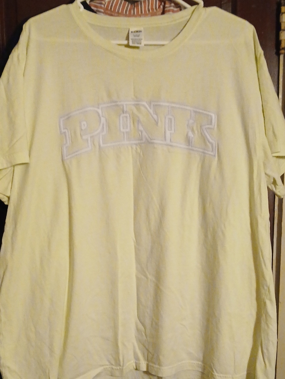 PINK Victoria's Secret Pale Yellow Short-Sleeve Logo Tee